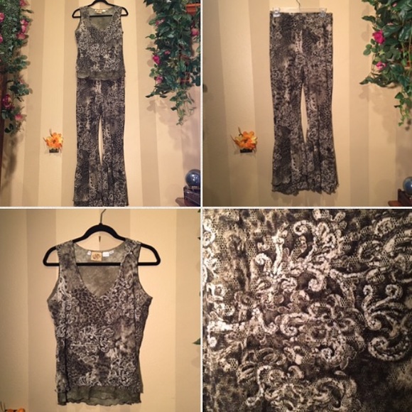 Olive green fully lined layered lace pants - Picture 8 of 8